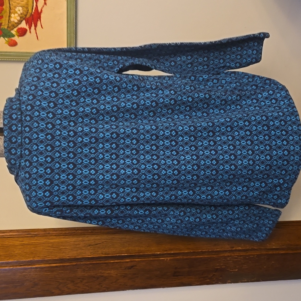 Lands' End Blue Pattern Zip Up Pullover Fleece - image 4